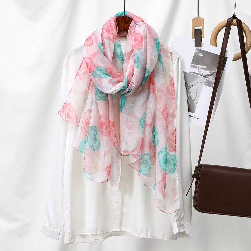 Luxury Brand Women Beach Scarf Georgette Silk Shawls Scarf Lady Soft Wrap Pashmina Stole Bufandas Muslim Hijab Sunscreen Wraps