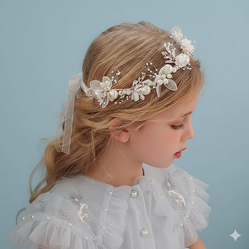 Spring Bohemian Girls Bridal Pearl Hair Headdress Flower Wreath Bride Garland Head Hoop Headbands Hair Jewelry Children Gifts