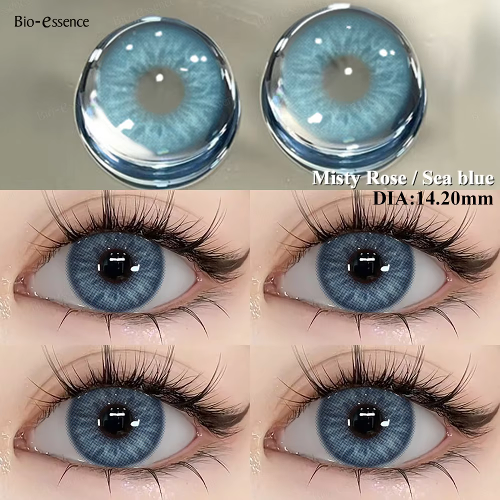 Bio-essense 2pcs Blue Contact Lenses for Eyes Natural Colored Contact Blue Eyes Lenses Korean Contacts Lenses Yearly Green Pupil