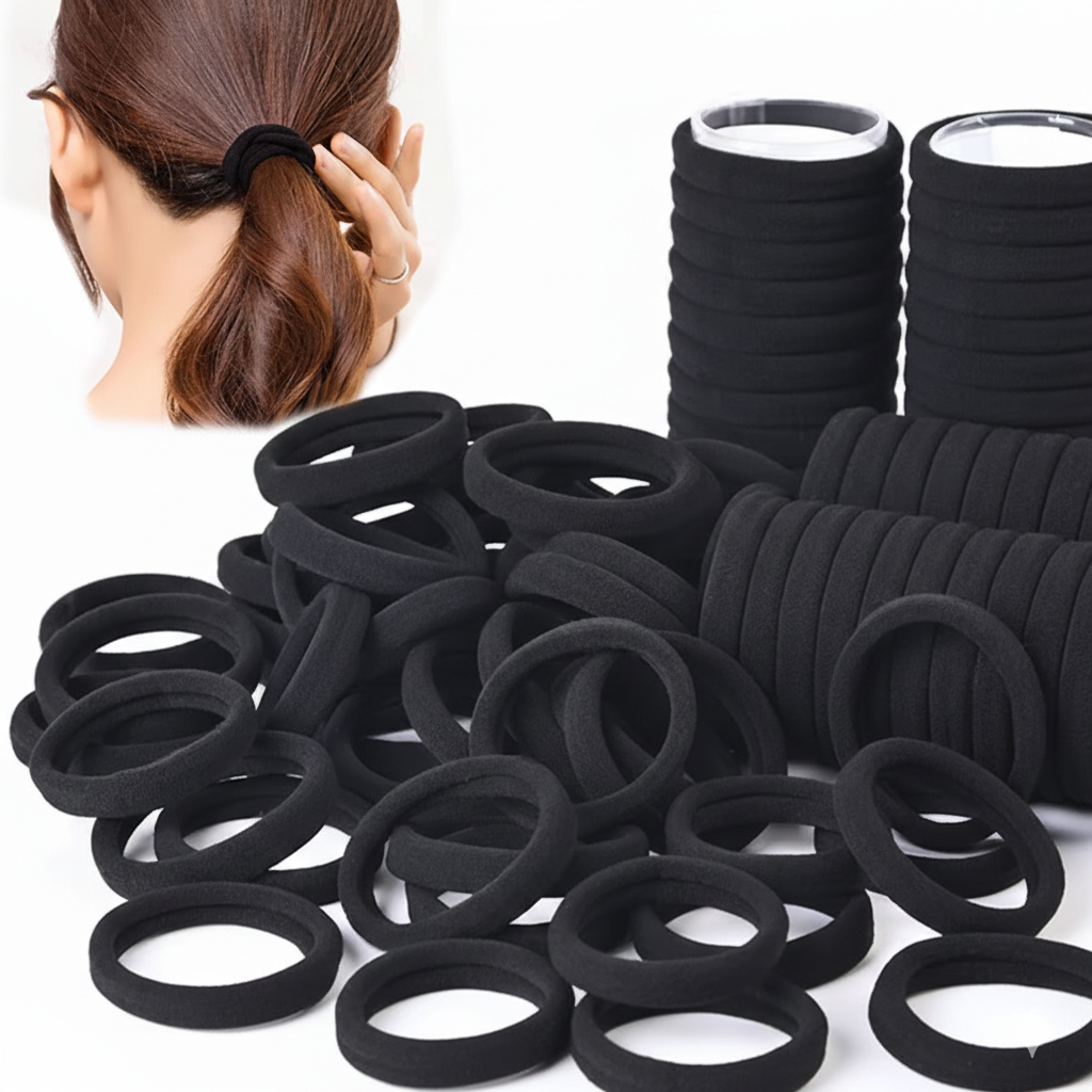 50/100 pieces of black and white hair bands, women's hair bands, high-elasticity rubber band hair bands, hair bands