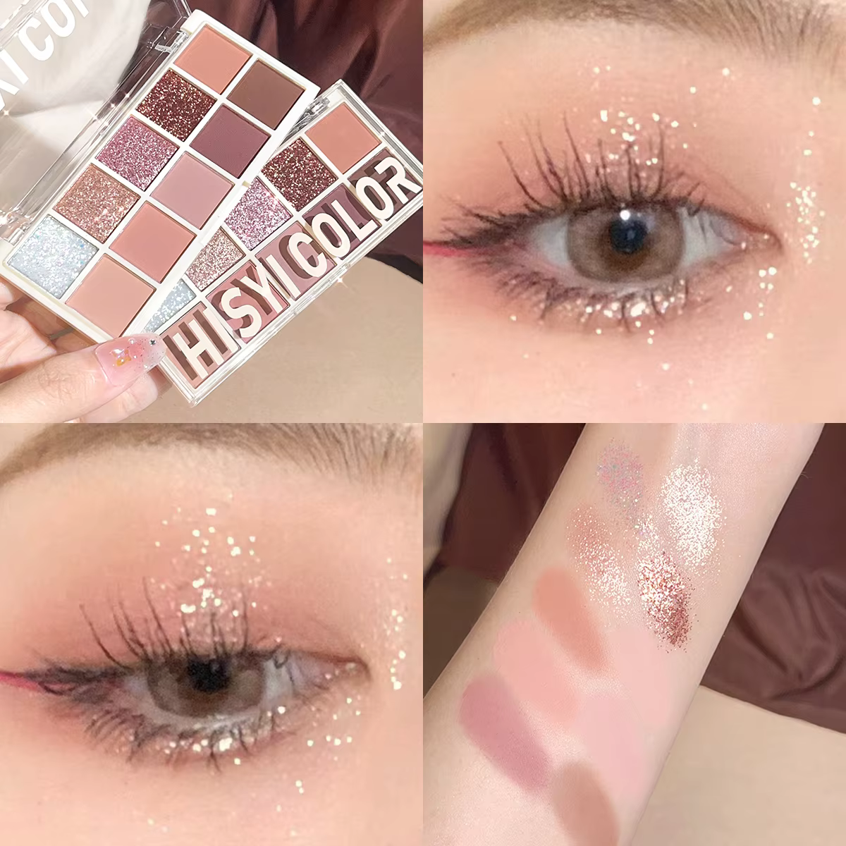 HISYI Color 10-Shade Enchanted Rose Eyeshadow Palette – Romantic Mattes & Diamond Glitters