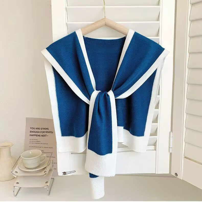 Korean Style Women Air Conditioning Fake Collar Neck Scarf Summer Female Knit Thin Autumn Knitted Cape Sunscreen Shawl